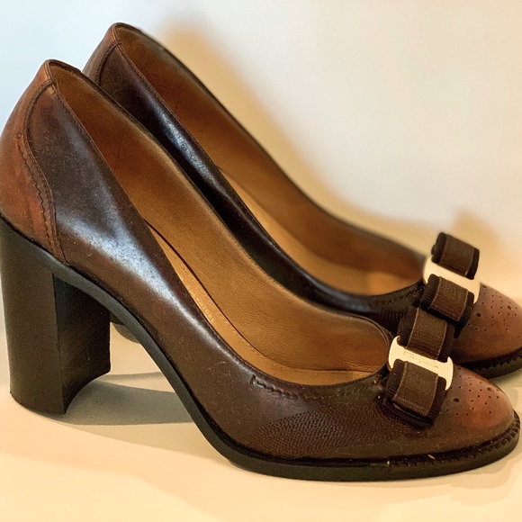 Salvatore Ferragamo Pump Shoes Brown Leather - Picture 2 of 7